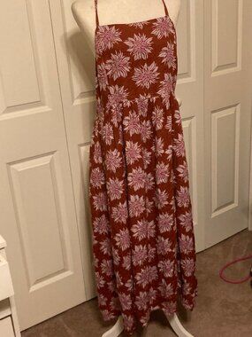 DIP ~ Cotton Blend ~ Rust with pink and white flowers; 44 inch length